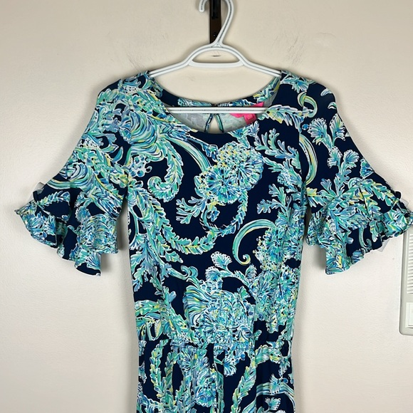 LILLY PULITZER Lula Romper High Tide Navy,  Scuba Doo Engineered Romper, Size XS - Picture 2 of 16